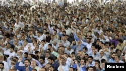 Worshipers chant "Death to America" during Friday Prayers in Tehran in July 2010.