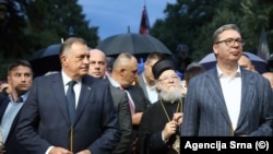 Milorad Dodik i Aleksandar Vučić, u Sremskim Karlovcima u Srbiji, 3. avgust 2025, foto arhiv 