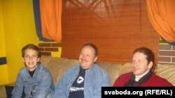 Belarus Free Theater participants Natalya Kalyada (left), Mikakay Khalezin (center), and Uladzimir Shcherban