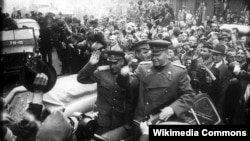 Soviet Marshal Ivan Konyev in Prague at the end of World War II. 