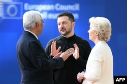 Президент Володимир Зеленський з керівниками євроінституцій Урсулою фон дер Ляєн та Антоніу Коштою. Березень 2025 року