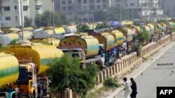 NATO tankers are parked near oil terminals in the port city of Karachi after Pakistani authorities shut vital NATO supply routes into Afghanistan.