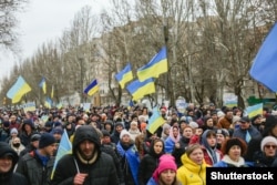 Мітинг на підтримку України та проти окупації в Мелітополі, 7 березня 2022 року