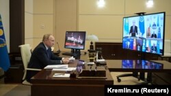 Președintele Vladimir Putin la reuniunea extraordinară a liderilor din țările membre ale Organizației Tratatului de Securitate Colectivă (OTSC)