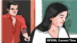 Үй-бүлөлүк зомбулук тууралуу иллюстрациялык сүрөт.