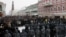 Police block off a street during a rally in support of jailed Russian opposition leader Aleksei Navalny in Kazan on January 23. 