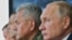 Президент Росії Володимир Путін та міністр оборони РФ Сергій Шойгу на навчаннях «Кавказ-2020» на полігоні Капустин Яр в Астраханській області Росії. У навчаннях беруть участь військові формування з Вірменії, Білорусії, Китаю, М'янми та Пакистану. 2020 рік