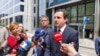 Kryeministri i Kosovës, Albin Kurti, duke folur për gazetarët në Bruksel, 15 qershor, 2021.