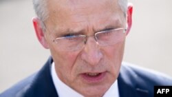 Генералниот секретар на НАТО Јенс Столтенберг во Вашингтон на 17 јуни по средбата со американскиот претседател Џо Бајден