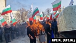 ერთ-ერთ საპროტესტო აქციაზე მომიტინგეებმა დაწვეს პროევროპელი პოლიტიკოსების - ვალდის დომბროვსკის, კრისტინ ლაგარდის და პასკალ დონაჰოს ფიტულები.