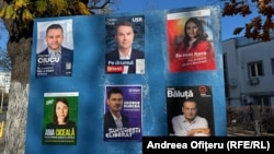 Un afiș electoral în care apar șase dintre candidații la alegerile locale din București. 