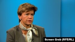 Міністерка закордонних справ Латвії Байба Браже під час інтервʼю Радіо Свобода, Прага, 4 липня 2025 року