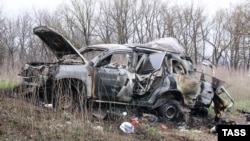 Автомобіль, внаслідок вибуху якого загинув спостерігач ОБСЄ у квітні 2017, архівне фото