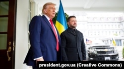 Президент України Володимир Зеленський і президент США Дональд Трамп. Вашингтон, 18 серпня 2025 року