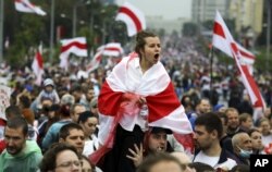 Під час акції протесту в Мінську, 6 вересня 2020 року