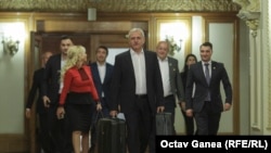 Romania, Liviu Dragnea following a meeting of PSD