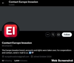 Pasi REL-i dërgoi një kërkesë për intervistë në llogarinë “Stefan,” e quajtur @IamStefanK, asaj iu ndryshua emri në @ContactEI dhe pretendoi se Europe Invasion ishte “marrë nën kontroll”.
