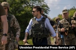 Ukrainian President Volodymyr Zelenskiy visits the war-torn Luhansk region on May 27.
