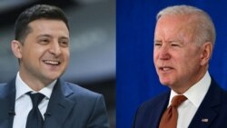 Președinții Volodimir Zelenski (stânga) și Joe Biden (dreapta)