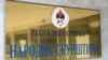 Bosnia and Herzegovina-Entrance to the building of the National Assembly of the Republika Srpska with a bilingual inscription in Cyrillic and Latin in Banja Luka, September 3, 2021.