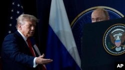 Дональд Трамп і Володимир Путін, в Анкориджі, Аляска, США, 15 серпня 2025 року