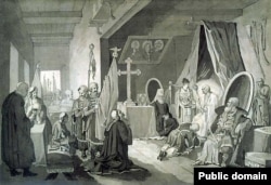 "Смерть Богдана Хмельницкого". Рисунок Тараса Шевченко (1836-1837)