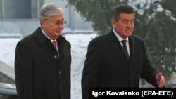 Казакстандын президенти Касым-Жомарт Токаев менен Кыргызстандын президенти Сооронбай Жээнбеков, 27-ноябрь, 2019-жыл. 