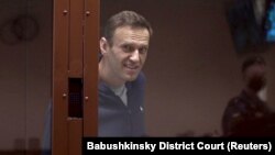 Aleksei Navalny in a Moscow courtroom on February 12