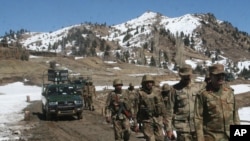Pakistani Army soldiers patrol in the remote area of Ditta Kheil in North Waziristan (file photo).