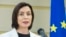 Maia Sandu speaks during a briefing at parliament in Chisinau on June 13.