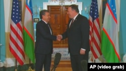 Uzbek President Shavkat Mirziyoev (left), who took over the region’s largest nation by population in 2016, has used his "visionary leadership" to drive internal reforms and interstate cooperation, a senior US official said.