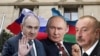 Коллаж Никол Пашинян, Владимир Путин, Ильхам Алиев