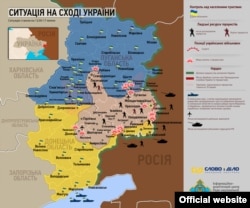 Мапа ситуації у зоні АТО за 17 липня 2014 рік, опублікована українською стороною