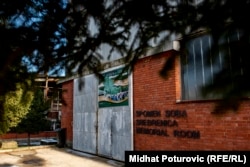 The entrance to the memorial room at the museum complex in Potocari, where the personal objects from many of the victims will be exhibited.