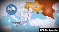 Маршрут безпілотника Global Hawk з авіабази до лінії розмежування на сході України