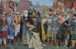 Сергій Радонезький благословляє Дмитра Донського на битву