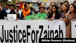 "Зайнабга акыйкаттык" деп аталган жүрүш, Карачи шаары, 11-январь 2018-жыл.