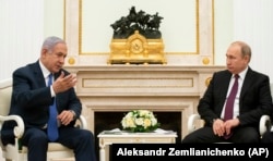 Нетаньяху и Путин на переговорах в Москве. 4 апреля 2019 года.