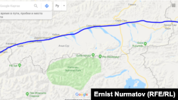 Газ куурдун Кыргызстандын аймагынан өтчү маршруту. Болжолдуу линия.