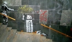 გაგოშას ნამუშევარი 20-21 ივნისის აქციის დარბევაზე, რომელიც რამდენჯერმე წაიშალა და განახლდა