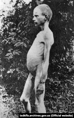 Голодний хлопчик в одному з сіл України. Репродукція. Місце і дата зйомки: УССР, 1932-1933 рр.