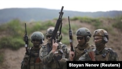 Bulgarian Army special forces soldiers at the Tsrantcha military training field in Bulgaria
