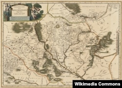 Мапа України «Частина України, Київське воєводство» (Ukrainae pars quae Kiovia Palatinatus vulgo dicitur) Гійома Левассера де Боплана. Була опублікована в період 1659–1685 років
