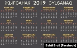Кыргыздын ай аттары чагылдырылган 2019-жылдын жылнаамасы. Бахти Брати. 04.1.2019.