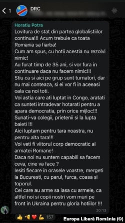 Mesaj trimis duminică seara (9 martie 2025) de Horațiu Potra, pe un grup de WhatsApp.