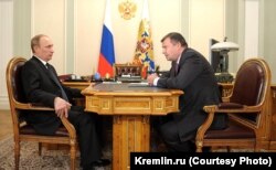 Андрій Бокарєв (праворуч) на прийомі у Володимира Путіна у 2014 році