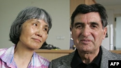 Roxana Saberi's parents, mother Akiko and father Reza, at their Tehran home on April 18.