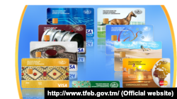 Türkmen banklarynda berilýän kartlar. Illýustrasiýa suraty