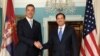 Sekretari amerikan i Shtetit, Marco Rubio, takohet me ministrin e Jashtëm të Serbisë, Marko Gjuriq, në Uashington, SHBA, 6 gusht.