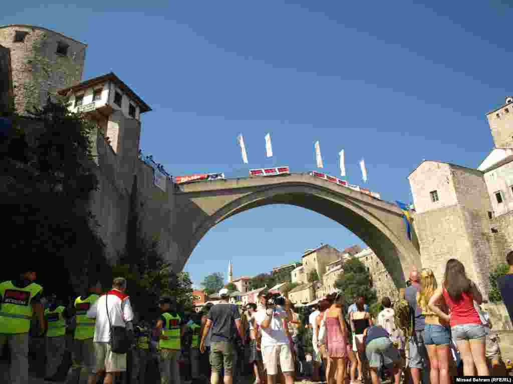 The ancient bridge was destroyed in November 1993 by Bosnian Croat forces fighting in Bosnia's civil war. It was reconstructed over several years and reopened in July 2004.